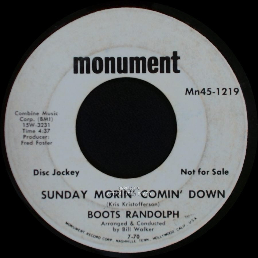 Boots Randolph - Those Were The Days / Sunday Morin' Comin' Down side B