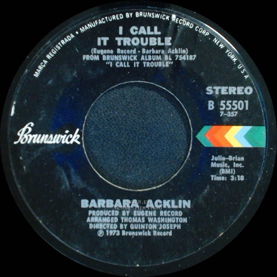 Barbara Acklin - I Call It Trouble / I'll Bake Me A Man side A