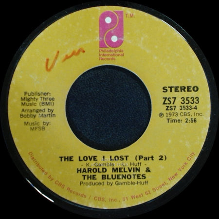 Harold Melvin & The Blue Notes - The Love I Lost (Part 2) / This Love I Lost (Part 1) side A