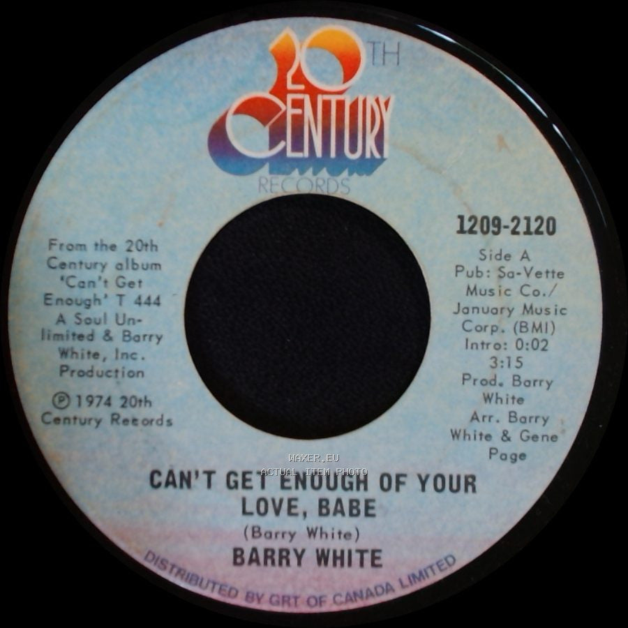 Barry White - Can't Get Enough Of Your Love, Babe / Just Not Enough side A