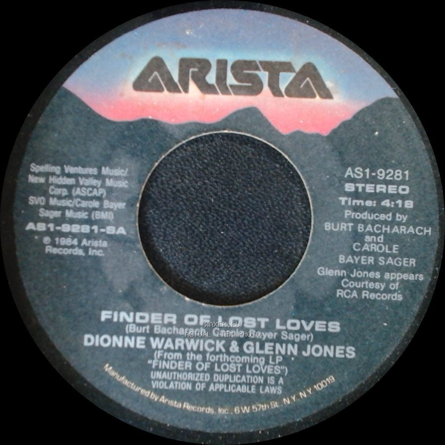 Dionne Warwick / Dionne Warwick & Glenn Jones - It's Love / Finder Of Lost Loves side B
