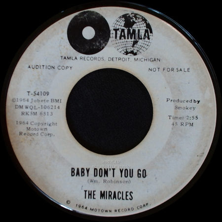 The Miracles - Come On Do The Jerk / Baby Don't You Go side B