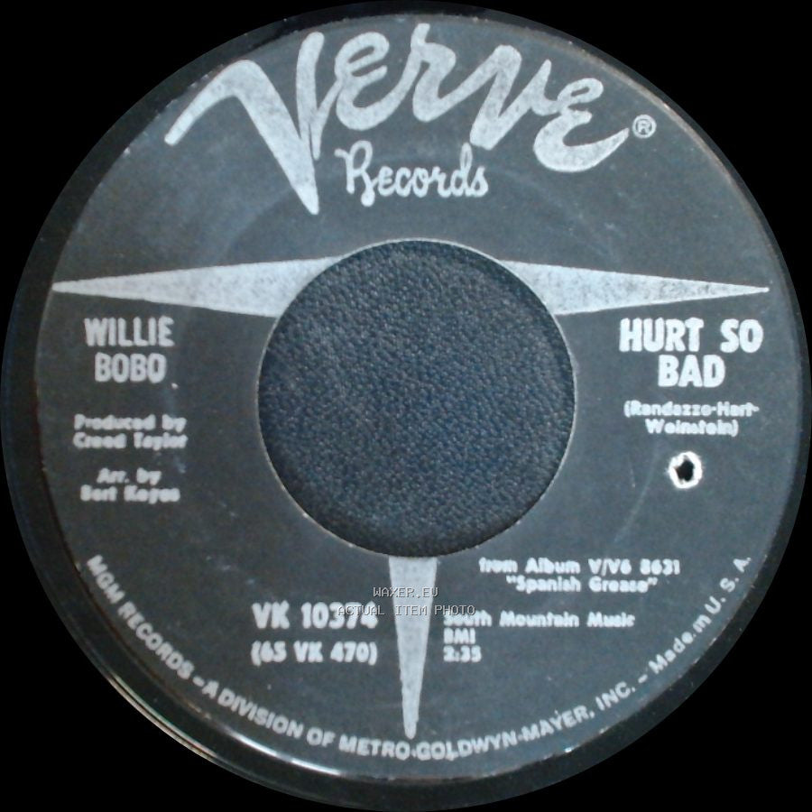 Willie Bobo - Unknown Title A / Hurt So Bad side B