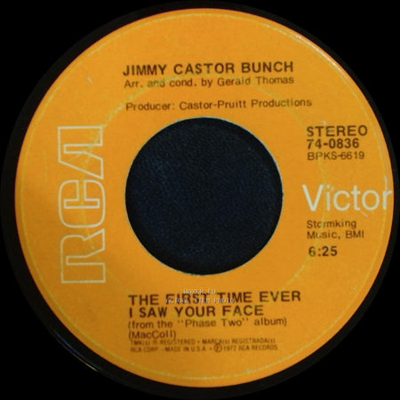 Jimmy Castor Bunch - Paradise / The First Time Ever I Saw Your Face side B