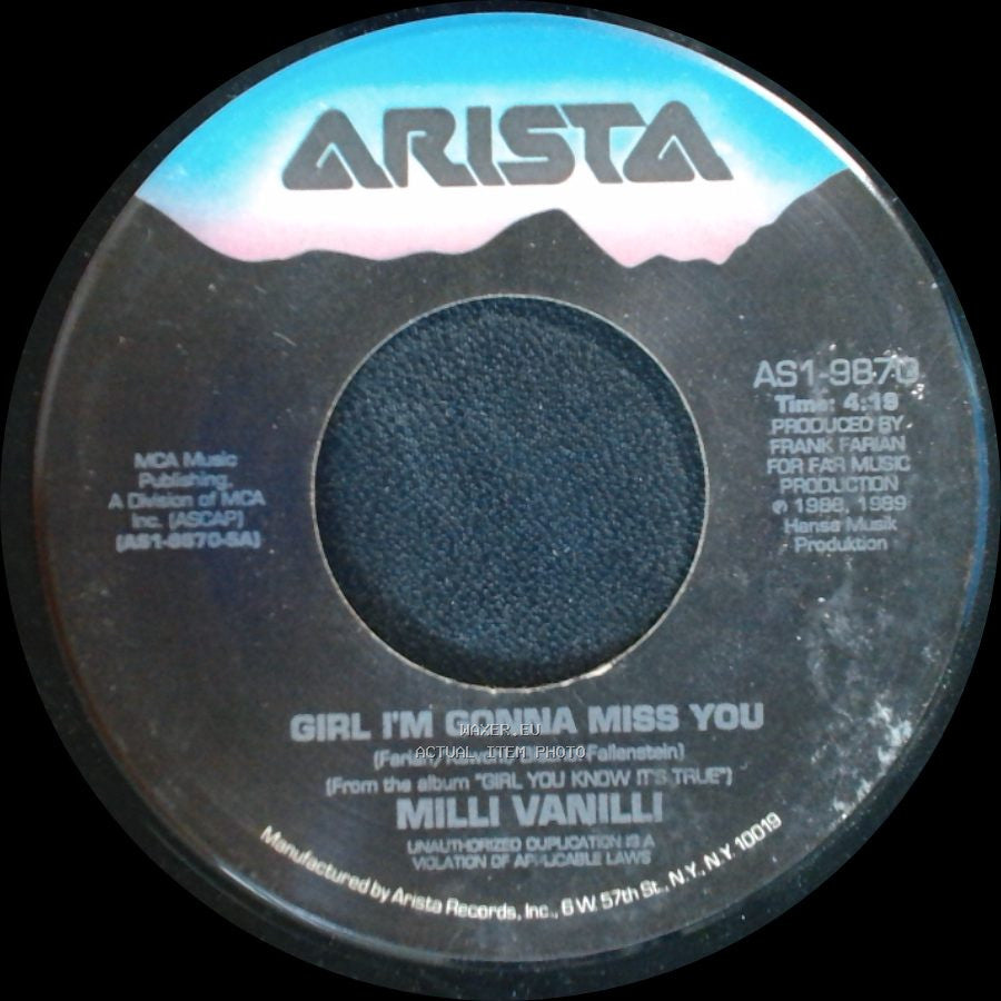 Milli Vanilli - All Or Nothing (Remix) / Girl I'm Gonna Miss You side B