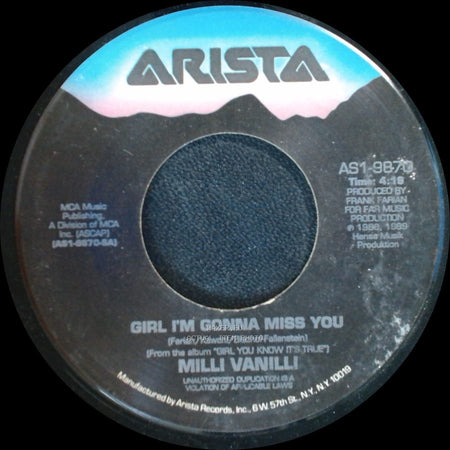 Milli Vanilli - All Or Nothing (Remix) / Girl I'm Gonna Miss You side B