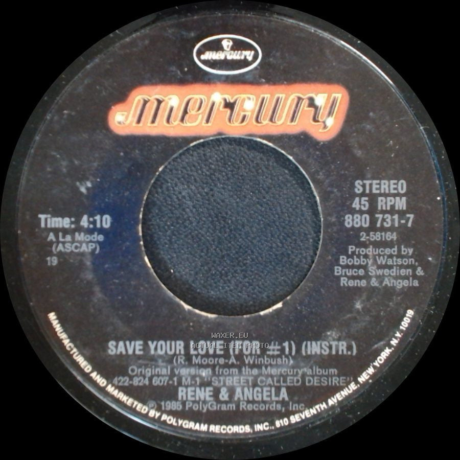 Rene & Angela - Save Your Love (For #1) (Instr.) / Save Your Love (For #1) side A