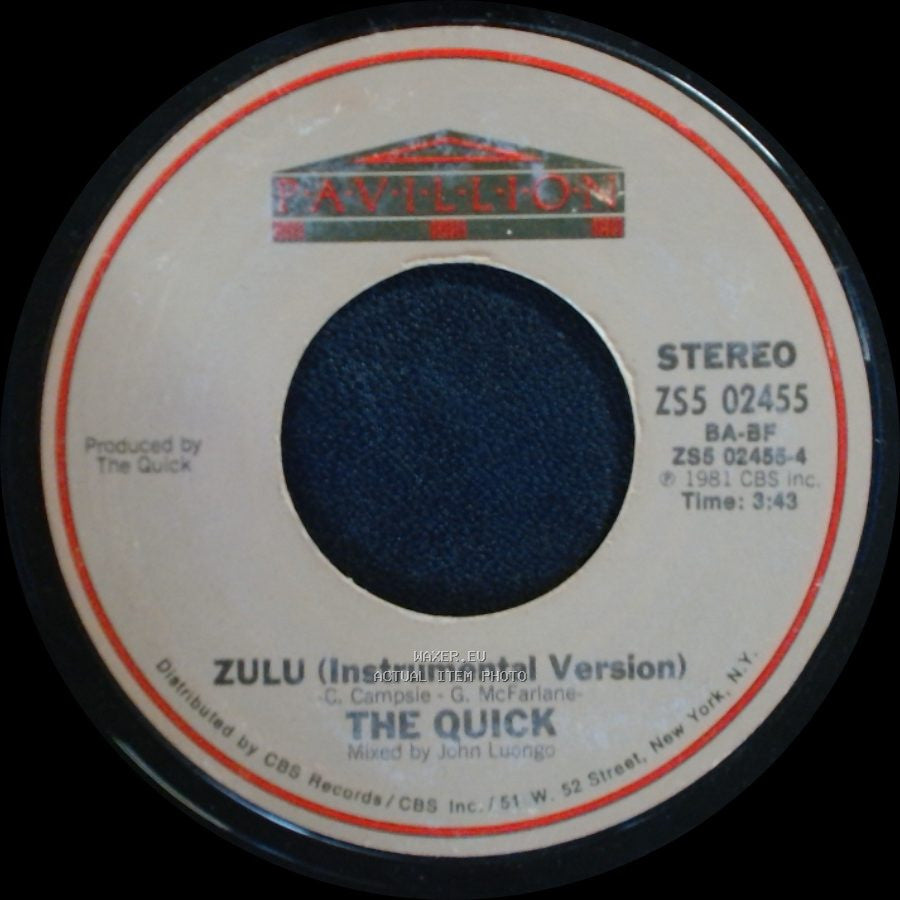 The Quick - Zulu (Instrumental Version) / Zulu side A