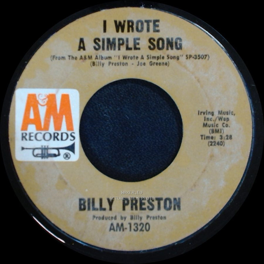 Billy Preston - Outa-Space / I Wrote A Simple Song side B