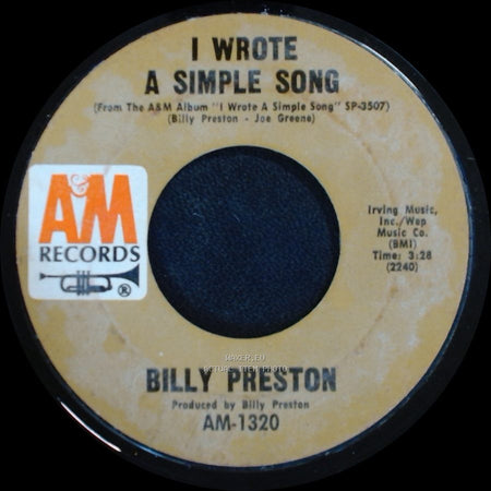 Billy Preston - Outa-Space / I Wrote A Simple Song side B