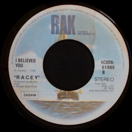 "Racey" - Lay Your Love On Me / I Believed You side B