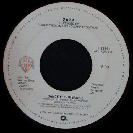 Zapp - Dance Floor (Part Ii) / Dance Floor (Part I) side A