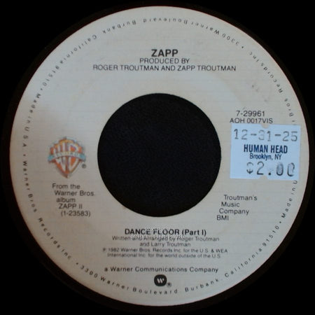 Zapp - Dance Floor (Part Ii) / Dance Floor (Part I) side B