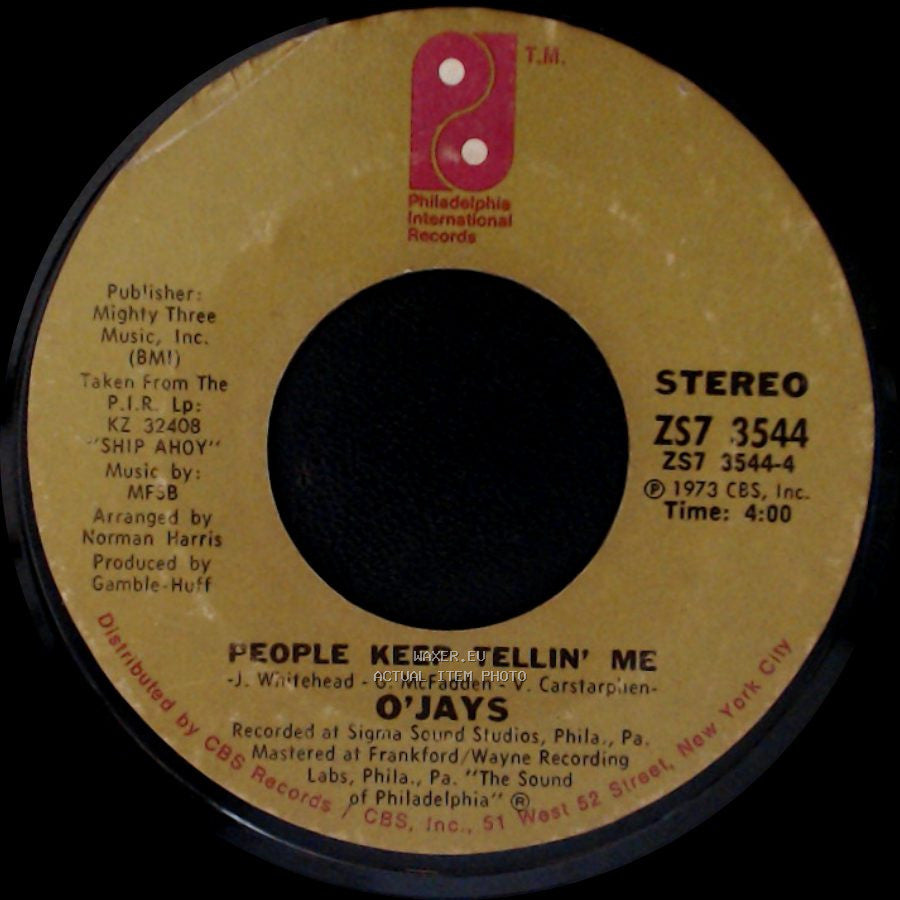 O'jays - For The Love Of Money / People Keep Tellin' Me side B