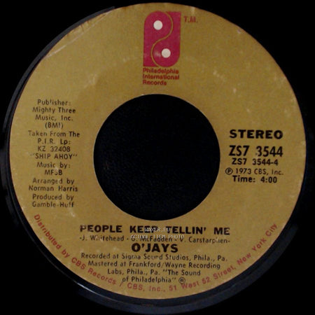 O'jays - For The Love Of Money / People Keep Tellin' Me side B