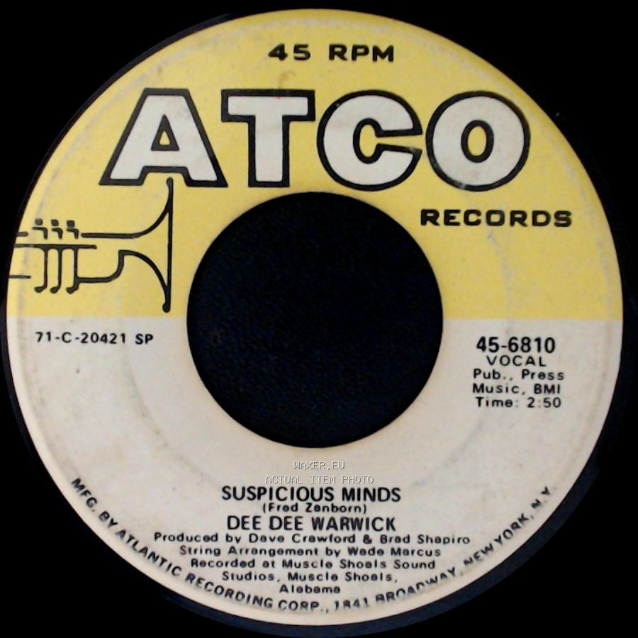 Dee Dee Warwick With The Dixie Flyers / Dee Dee Warwick - I'm Glad I'm A Woman / Suspicious Minds side B