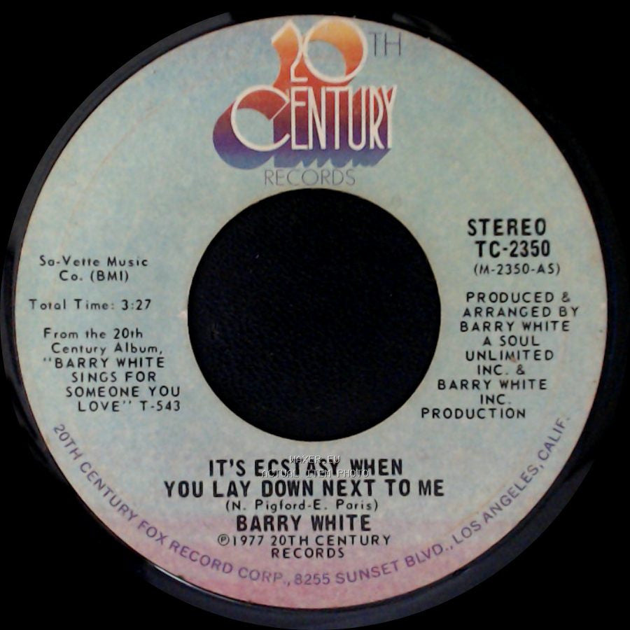 Barry White - It's Ecstasy When You Lay Down Next To Me / I Never Thought I'd Fall In Love With You side A