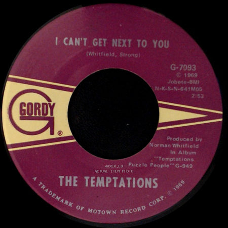 The Temptations - Running Away (Ain't Gonna Help You) / I Can't Get Next To You side B