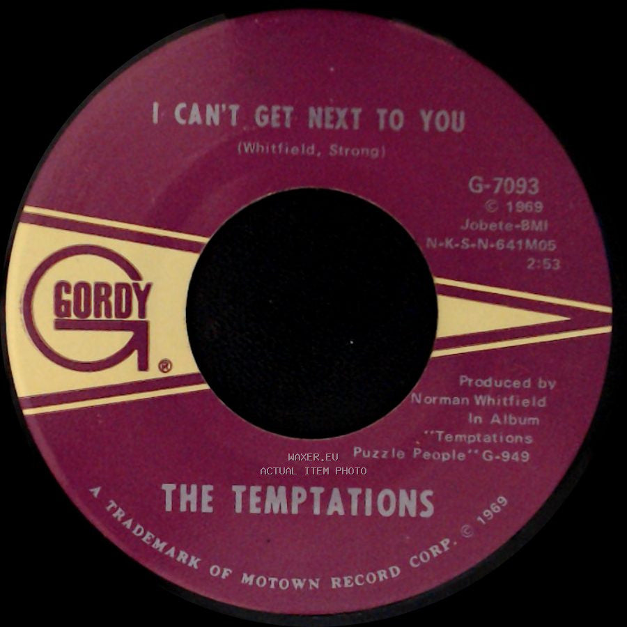 The Temptations - Running Away (Ain't Gonna Help You) / I Can't Get Next To You side B