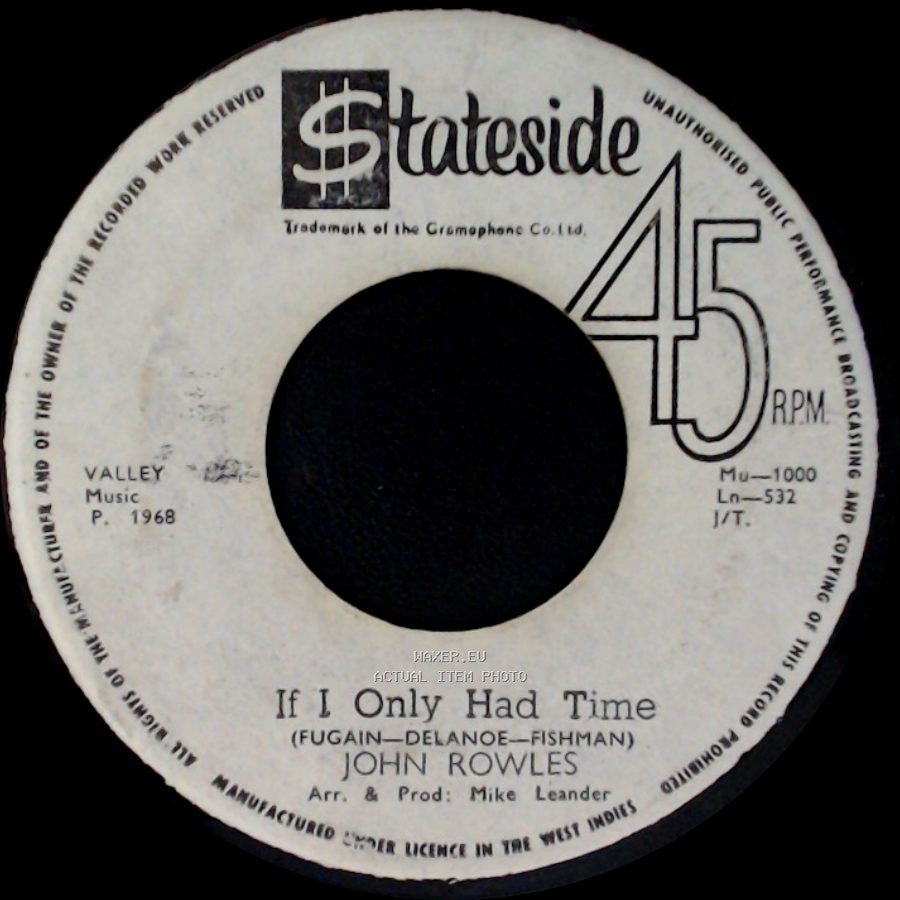 John Rowles - Now Is The Hour / If I Only Had Time side B
