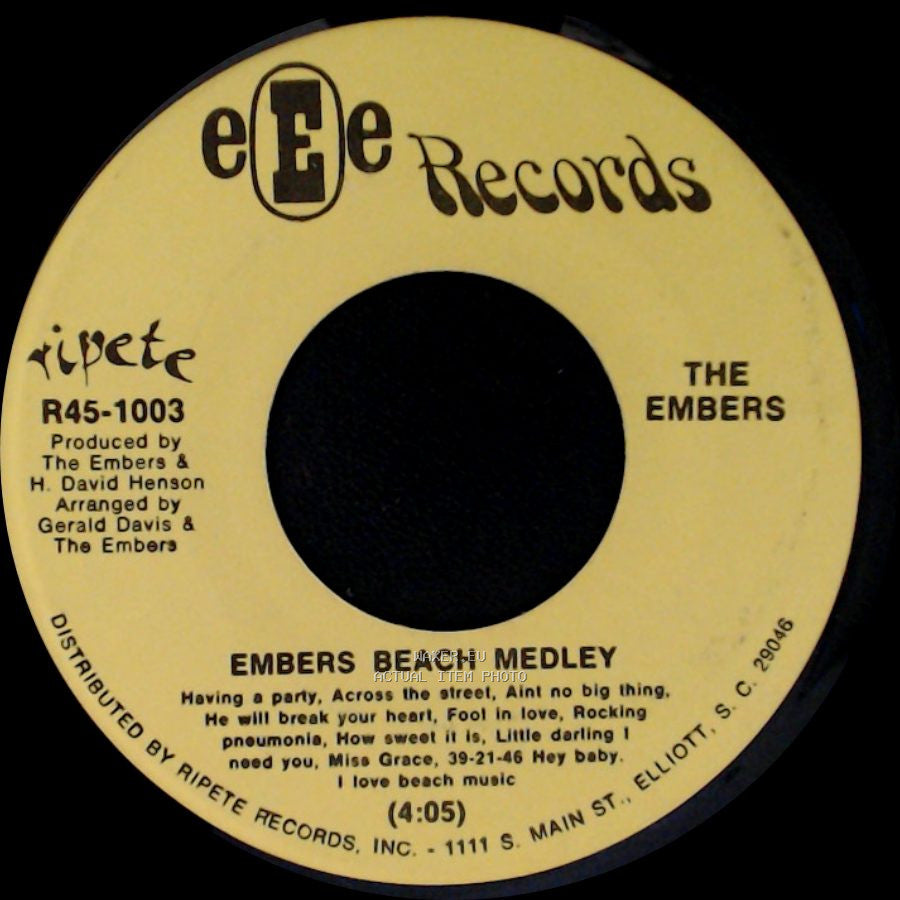 The Embers - Cheaters Never Win / Embers Beach Medley side B