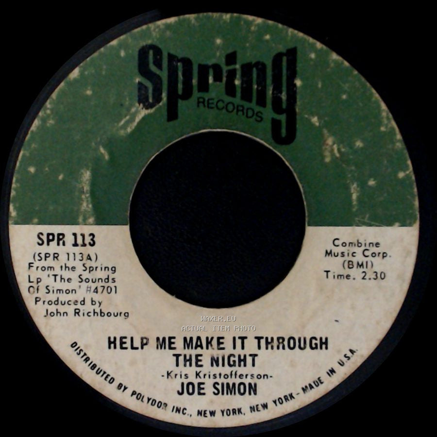 Joe Simon - Help Me Make It Through The Night / To Lay Down Beside You side A