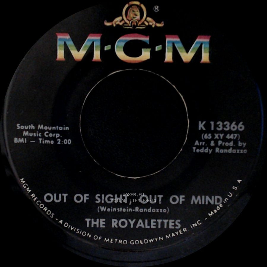 The Royalettes - Out Of Sight, Out Of Mind / It's Gonna Take A Miracle side A