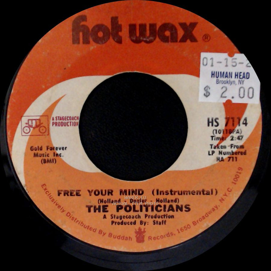 The Politicians - Love Machine (Instrumental) / Free Your Mind (Instrumental) side B