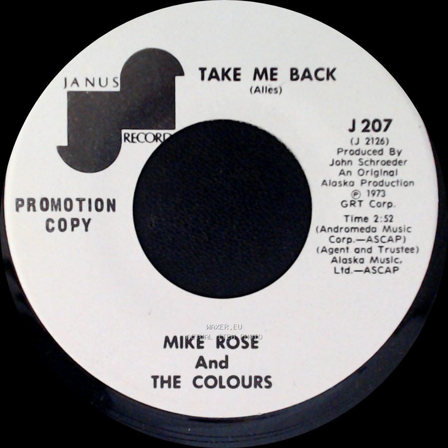 Mike Rose And The Colours - Take Me Back / When You're Asleep side A
