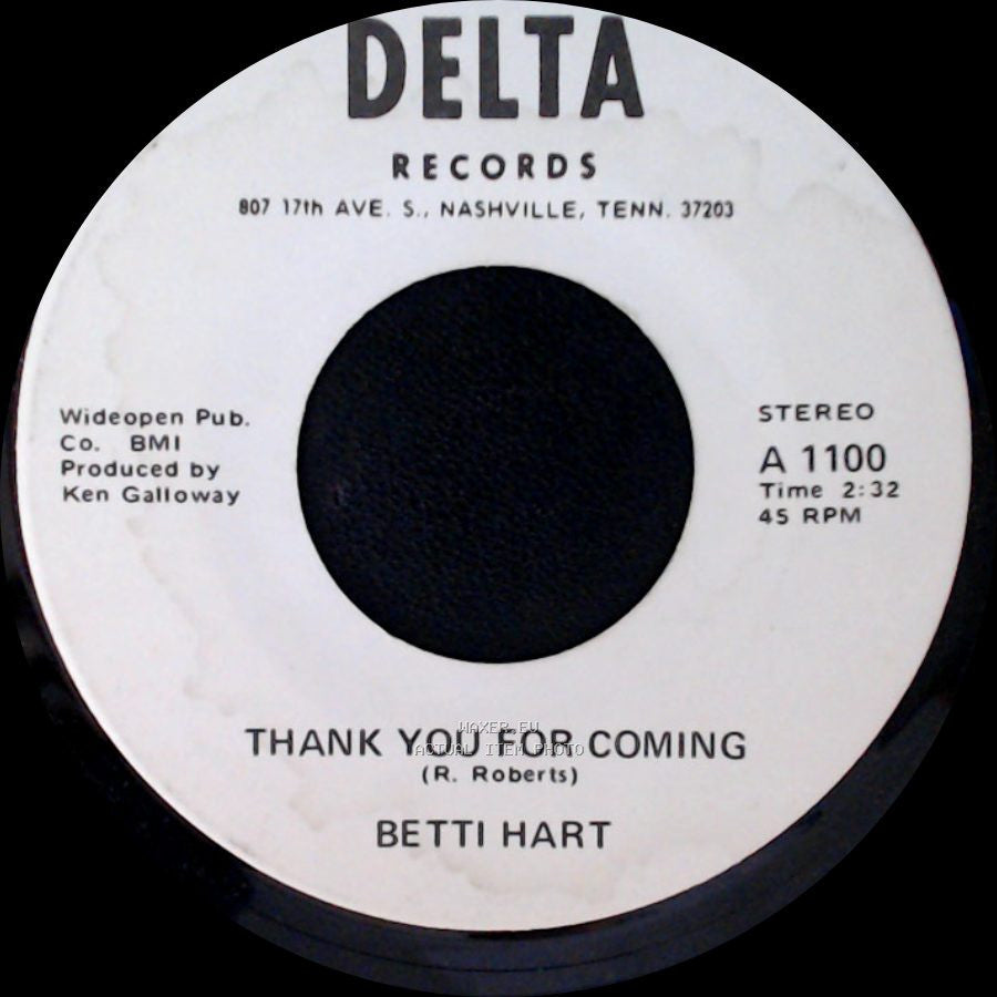 Betti Hart - Do Da Man / Thank You For Coming side B