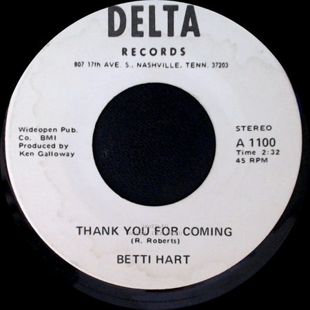 Betti Hart - Do Da Man / Thank You For Coming side B