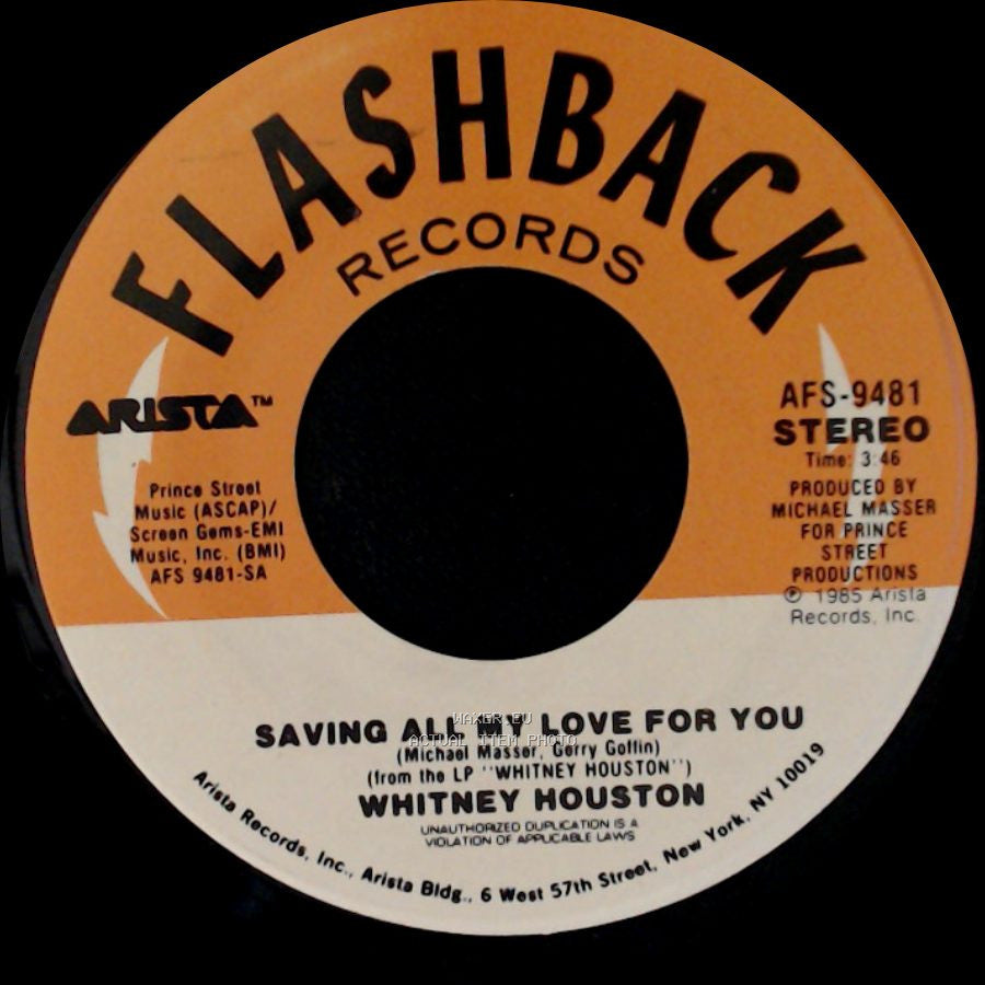 Whitney Houston - Saving All My Love For You / You Give Good Love side A