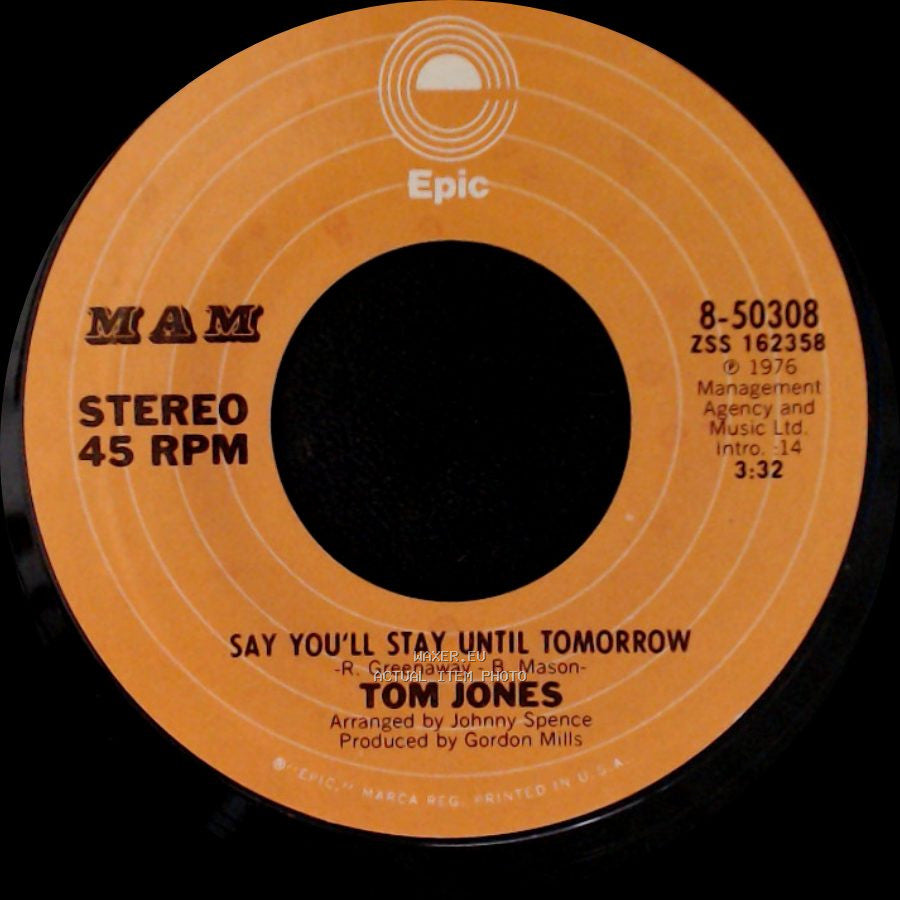 Tom Jones - Say You'll Stay Until Tomorrow / Lady Lay side A
