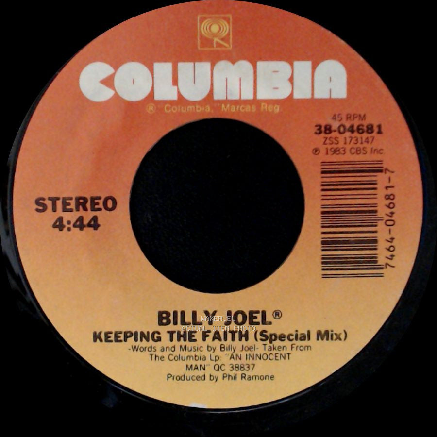 Billy Joel - Keeping The Faith (Special Mix) / She's Right On Time side A