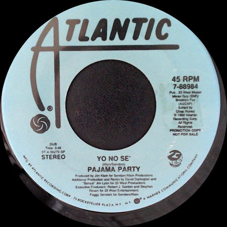 Pajama Party - Yo No Se' / Yo No Se' side B