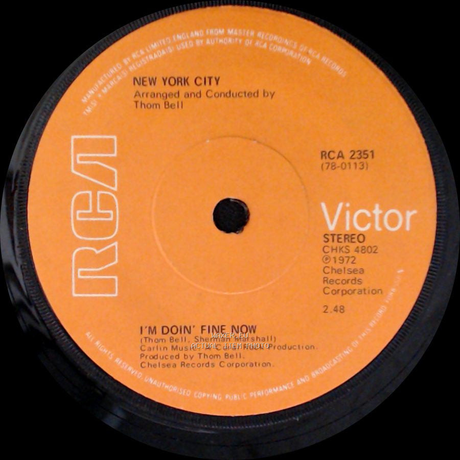 New York City - I'm Doin' Fine Now / Ain't It So side A