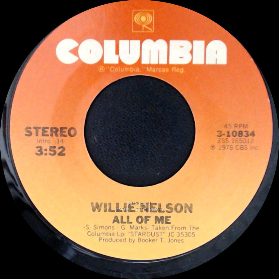 Willie Nelson - Unchained Melody / All Of Me side B