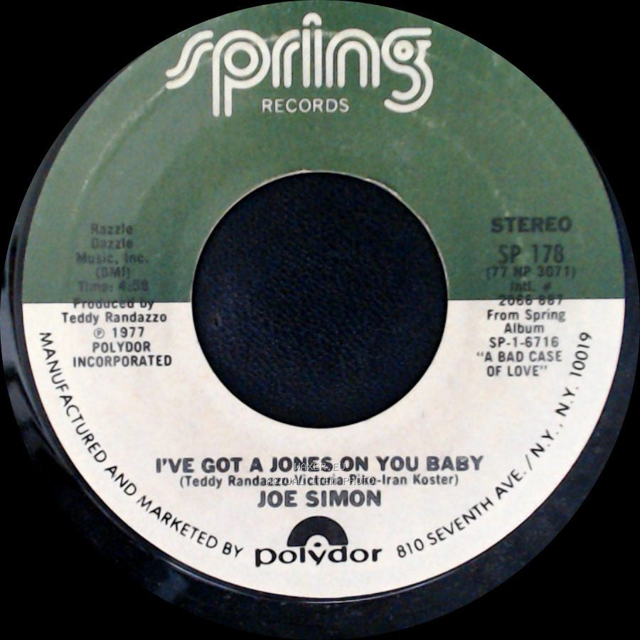 Joe Simon - For Your Love, Love, Love / I've Got A Jones On You Baby side B