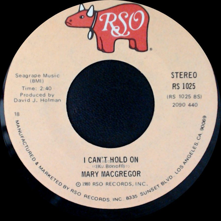 Mary Macgregor - Dancin' Like Lovers / I Can't Hold On side B