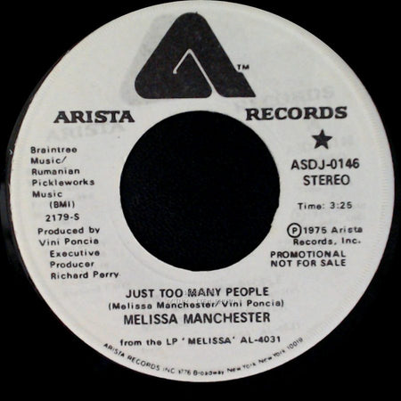 Melissa Manchester - Just Too Many People / Just Too Many People side B