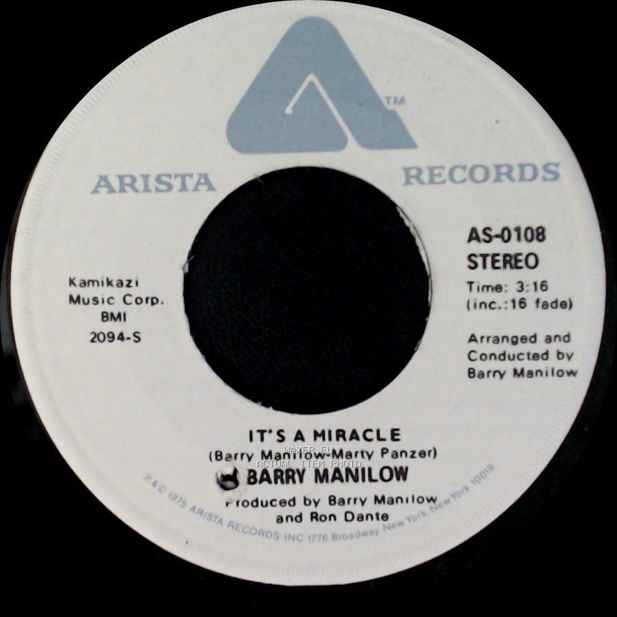 Barry Manilow - One Of These Days / It's A Miracle side B
