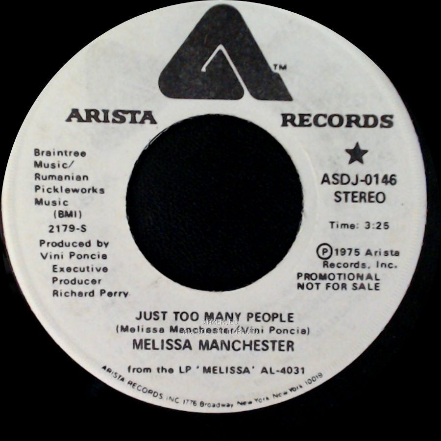 Melissa Manchester - Just Too Many People / Just Too Many People side B