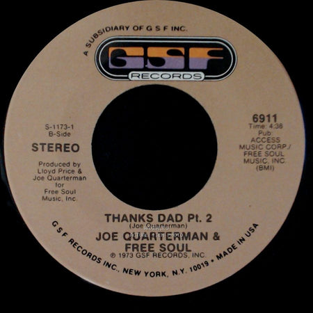 Joe Quarterman & Free Soul - Thanks Dad Pt. 2 / Thanks Dad Pt. 1 side A