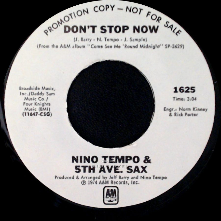 Nino Tempo & 5Th Ave. Sax - Don't Stop Now / Gettin' Off side A