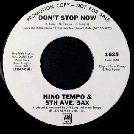Nino Tempo & 5Th Ave. Sax - Don't Stop Now / Gettin' Off side A