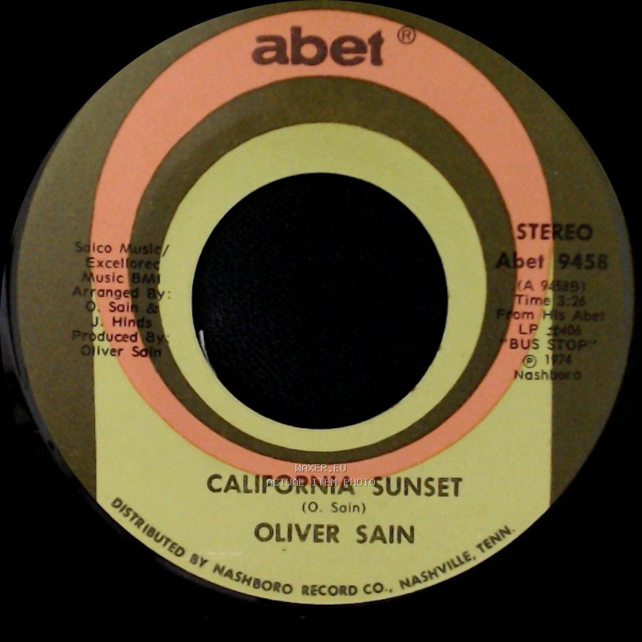 Oliver Sain - Booty Bumpin' (The Double Bump) / California Sunset side B