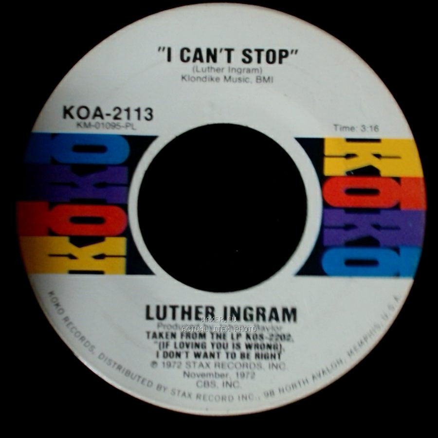 Luther Ingram - I Can't Stop / I'll Be Your Shelter (In Time Of Storm) side A