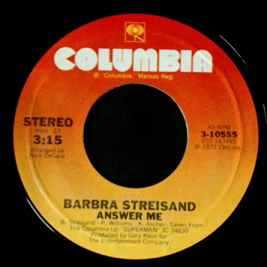Barbra Streisand - My Heart Belongs To Me / Answer Me side B