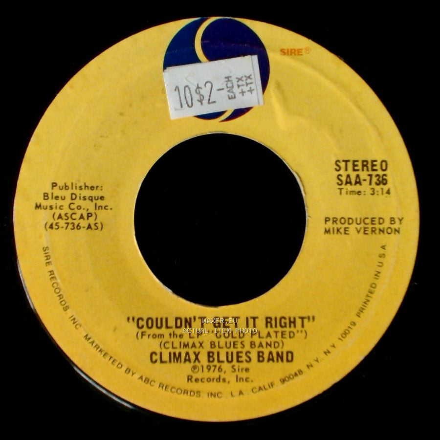 Climax Blues Band - Couldn't Get It Right / Sav'ry Gravy side A