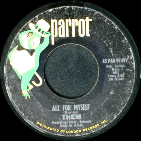 Them - Here Comes The Night / All For Myself side B